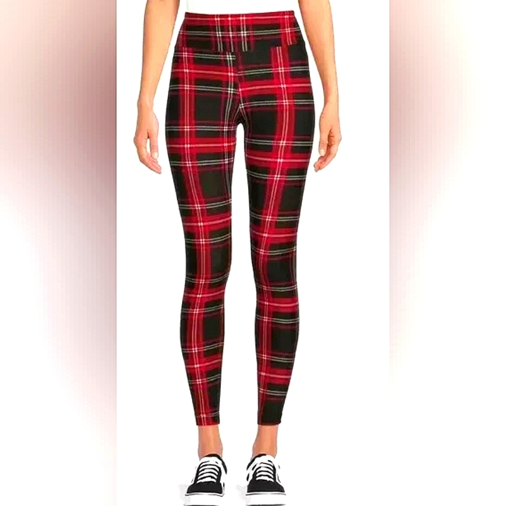 No Boundaries Red and Black Plaid Leggings